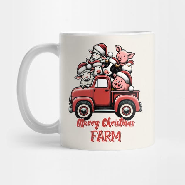 Farm Animals Truck Merry Christmas by Nessanya